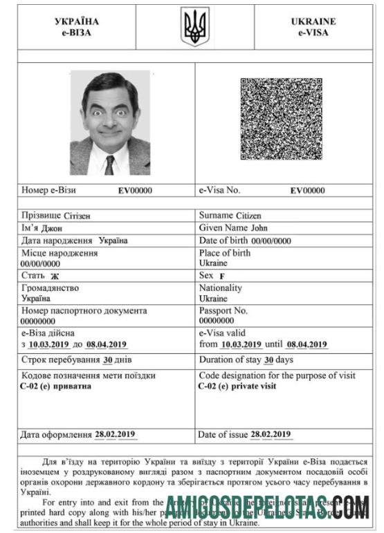 Visto UCRÂNIA E exemplo real